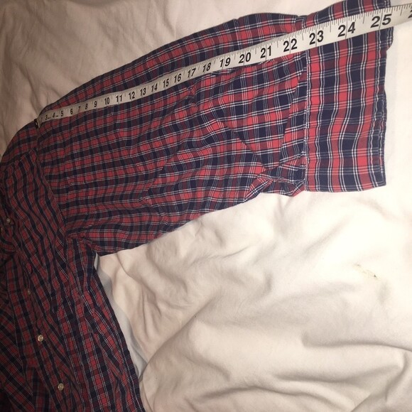 Nautica shirt Mens XL red navy blue plaid button up long sleeve Country Casual - Picture 6 of 7